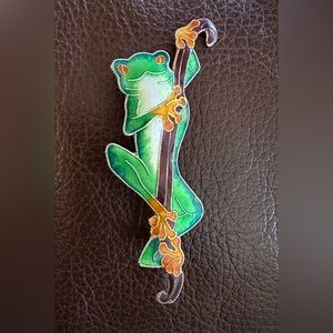 Zarah Sterling Silver & Enamel Frog Pin